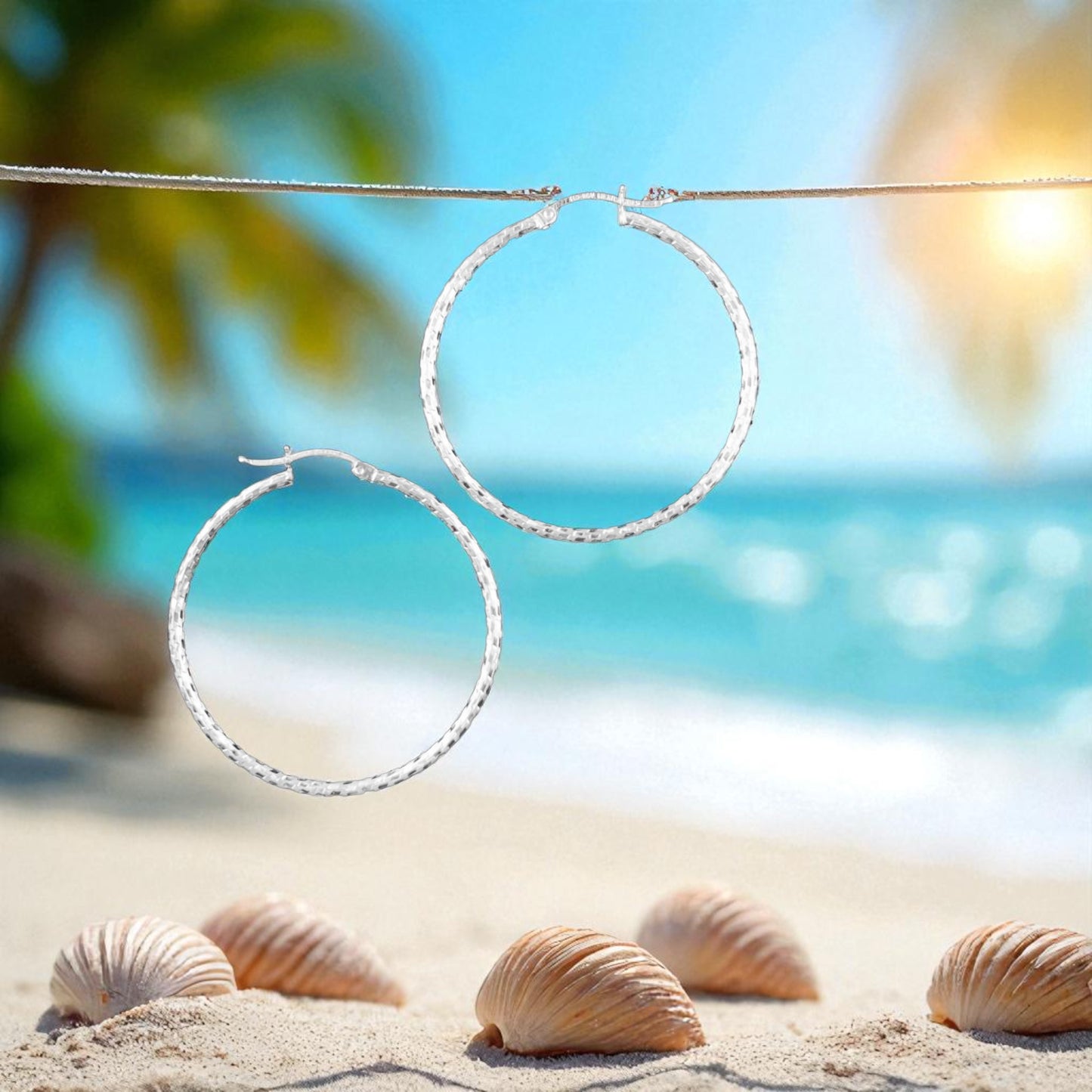 925 HOOP Silver Earrings Diamond Cut AD200CF