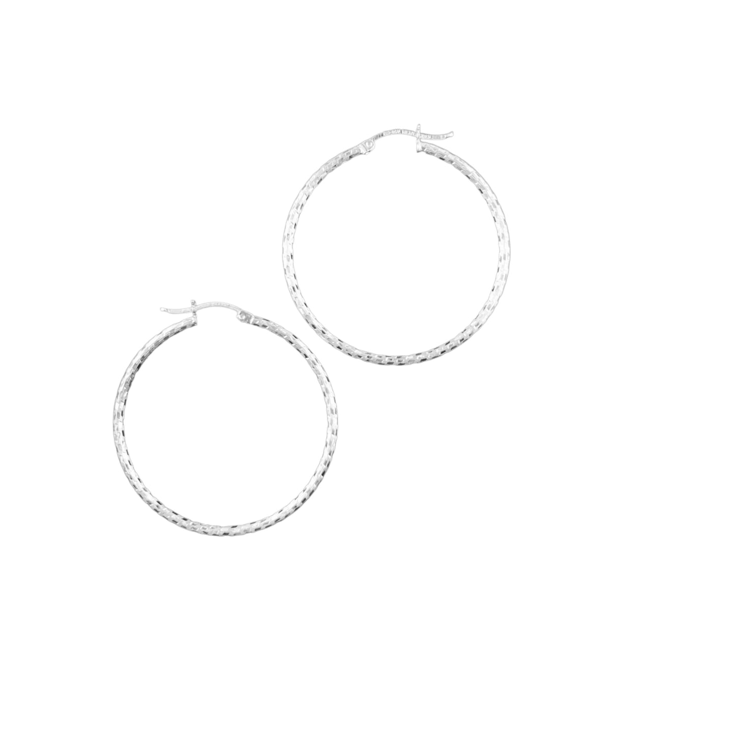 925 HOOP Silver Earrings Diamond Cut AD200CF