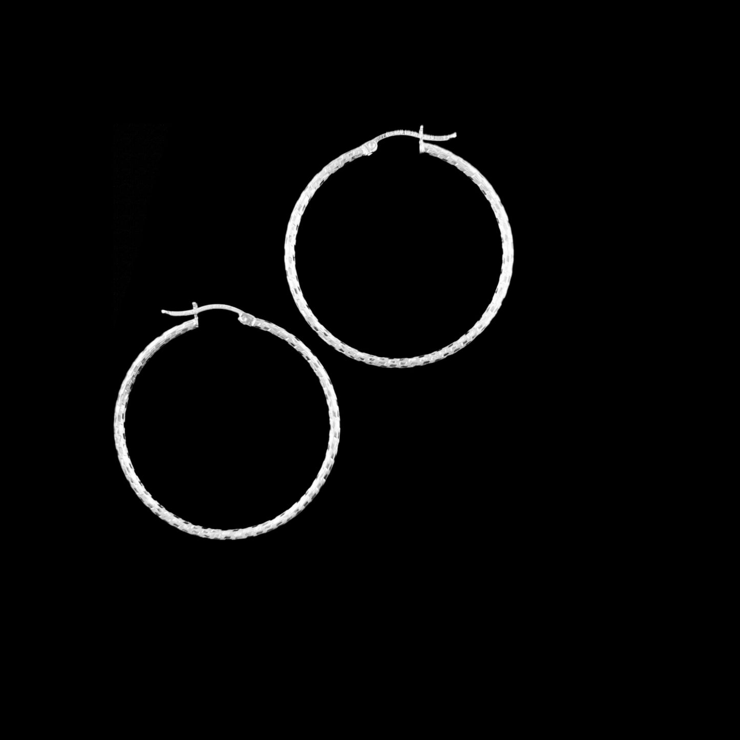 925 HOOP Silver Earrings Diamond Cut AD200CF