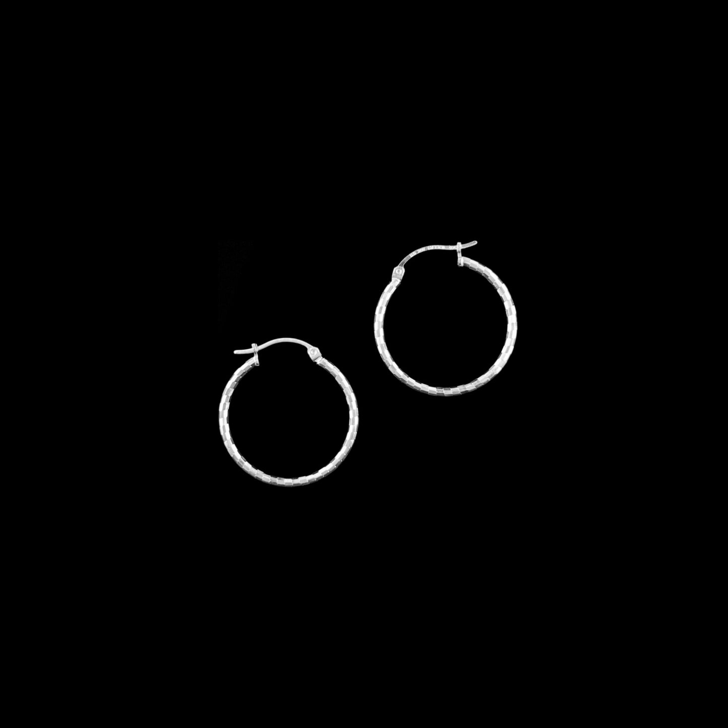 925 HOOP  Silver Earrings Diamond Cut AD200DM