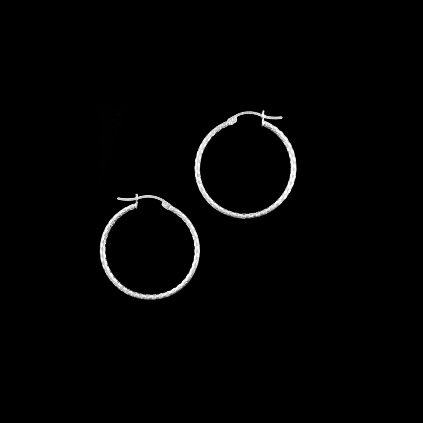 925 HOOP  Silver Earrings Diamond Cut AD200DM