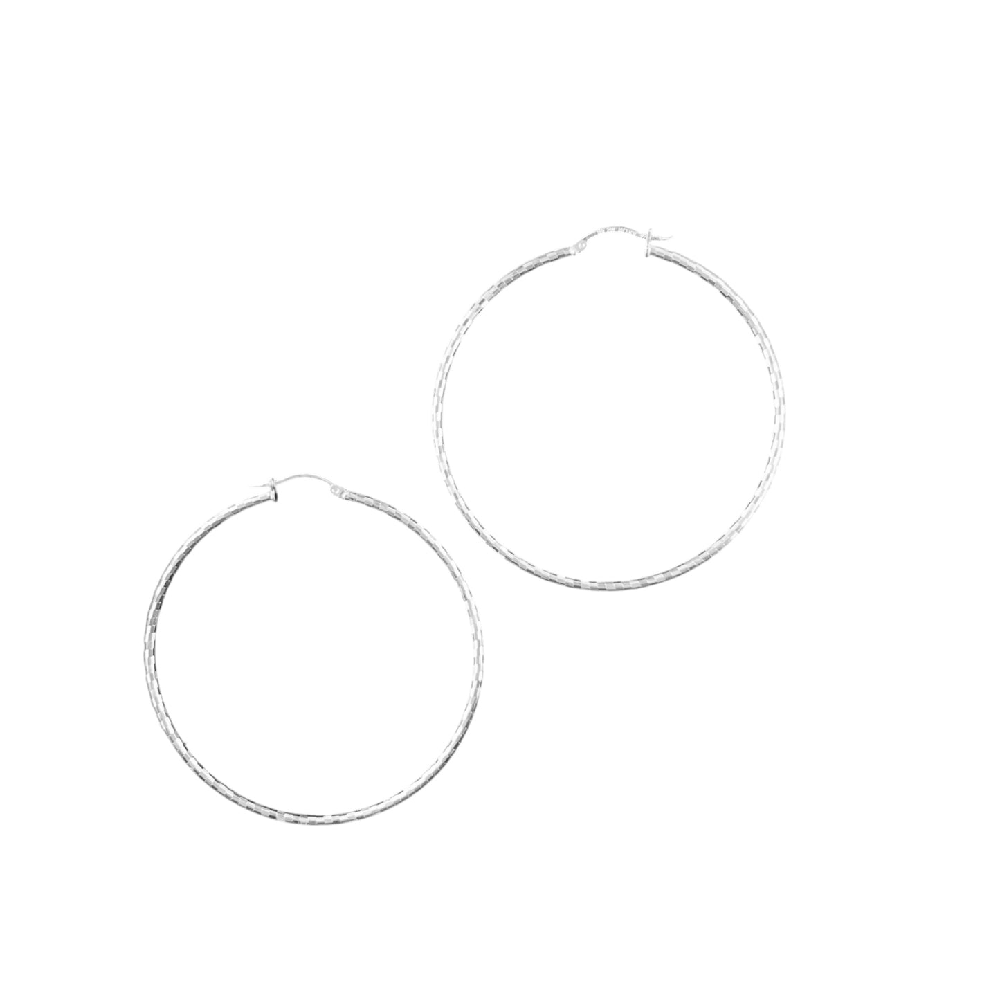 925 HOOP  Silver Earrings Diamond Cut AD200DM
