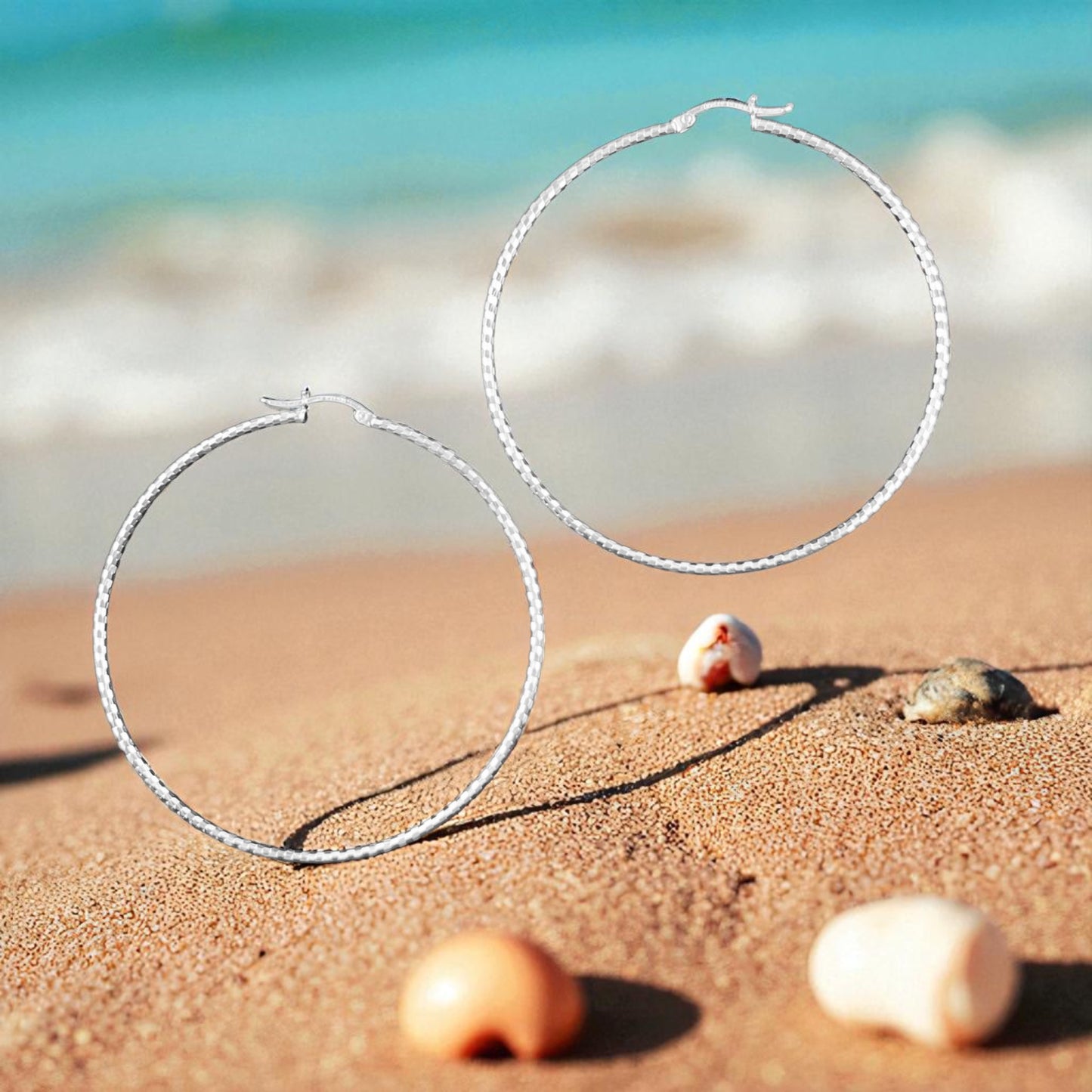 925 HOOP  Silver Earrings Diamond Cut AD200DM