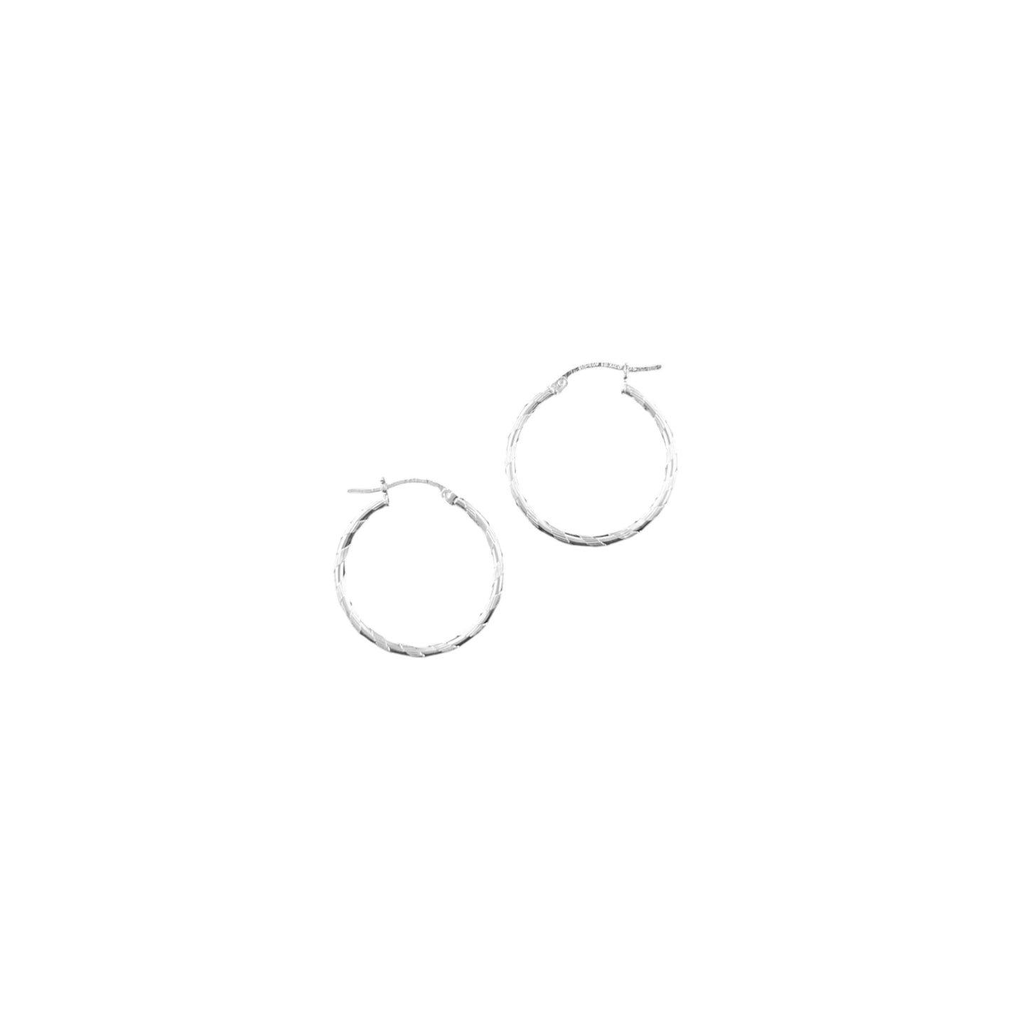 925 HOOP Silver Earrings Diamond Cut AD200CB