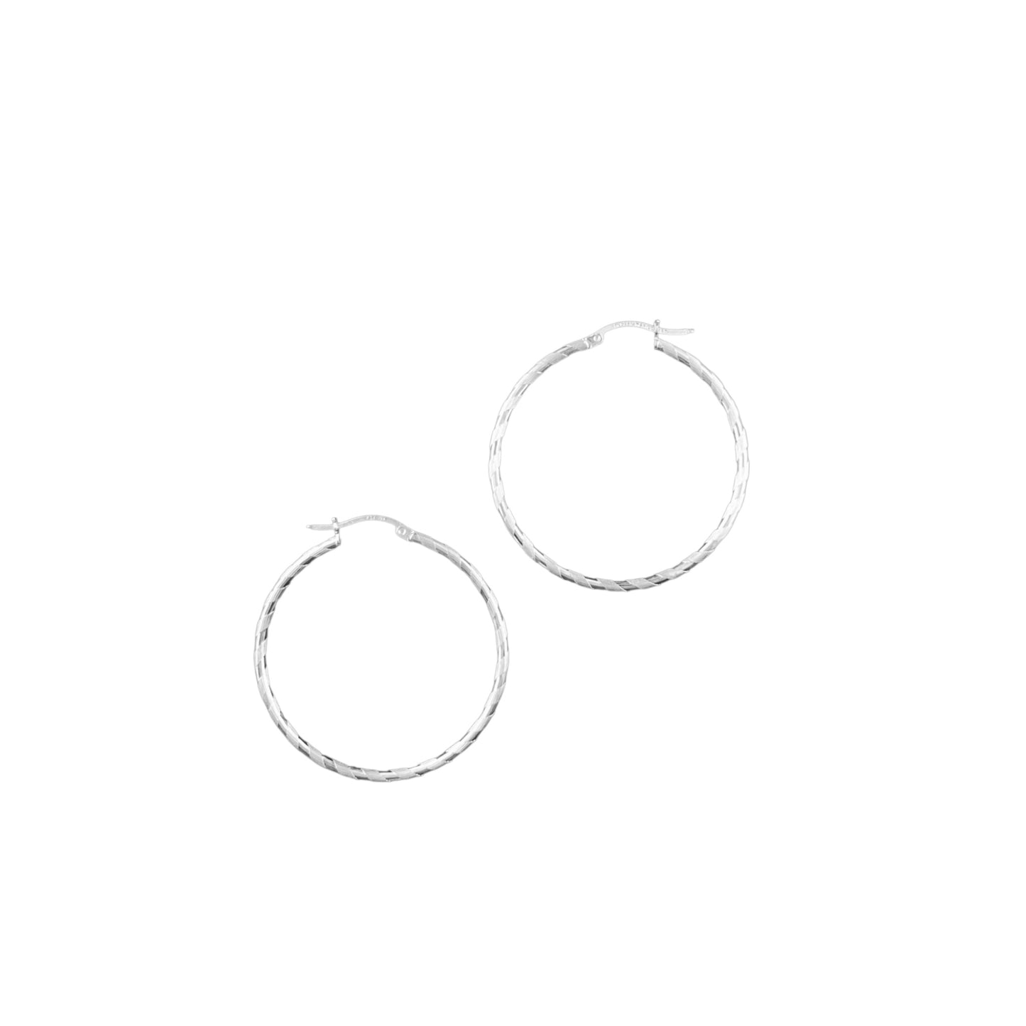 925 HOOP Silver Earrings Diamond Cut AD200CB