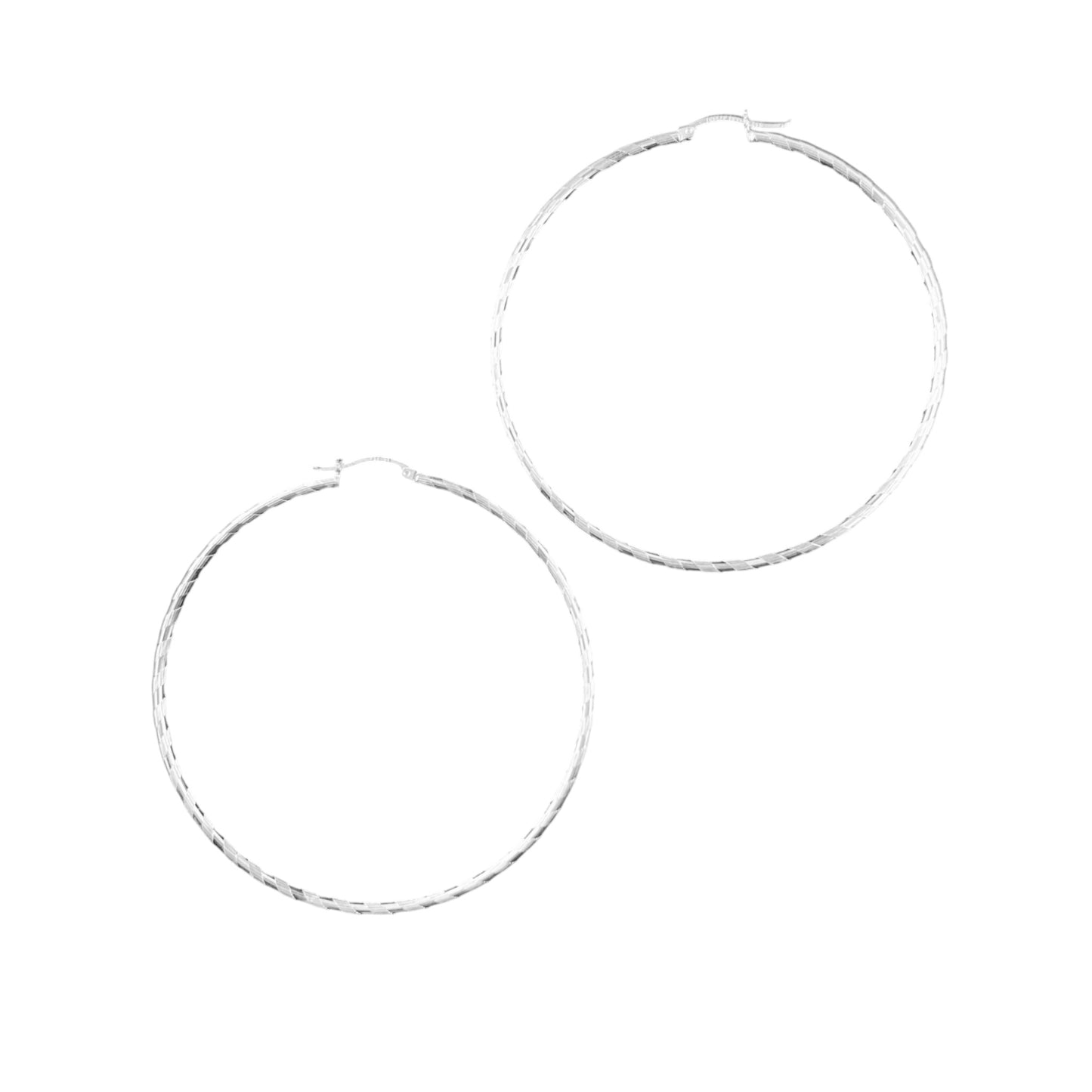 925 HOOP Silver Earrings Diamond Cut AD200CB