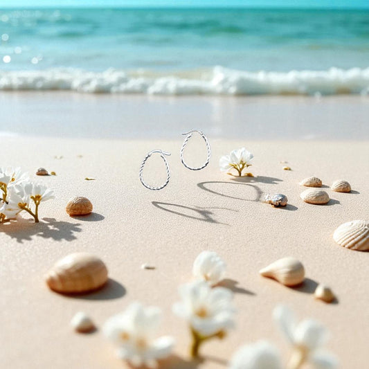 925 HOOP Oval  Rope Silver Earrings AL067OV