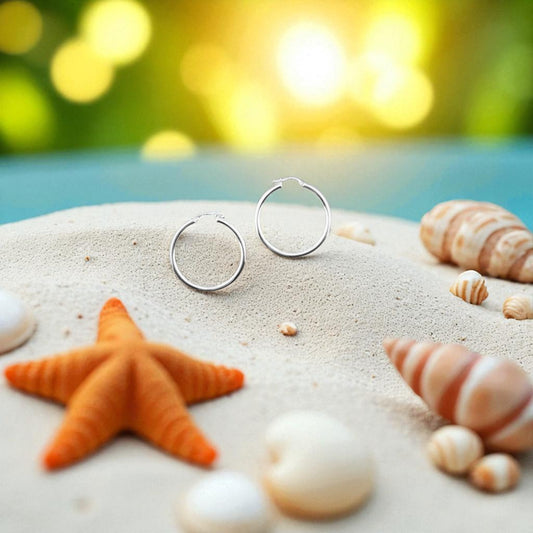 925 HOOP Round Silver Earrings AL044