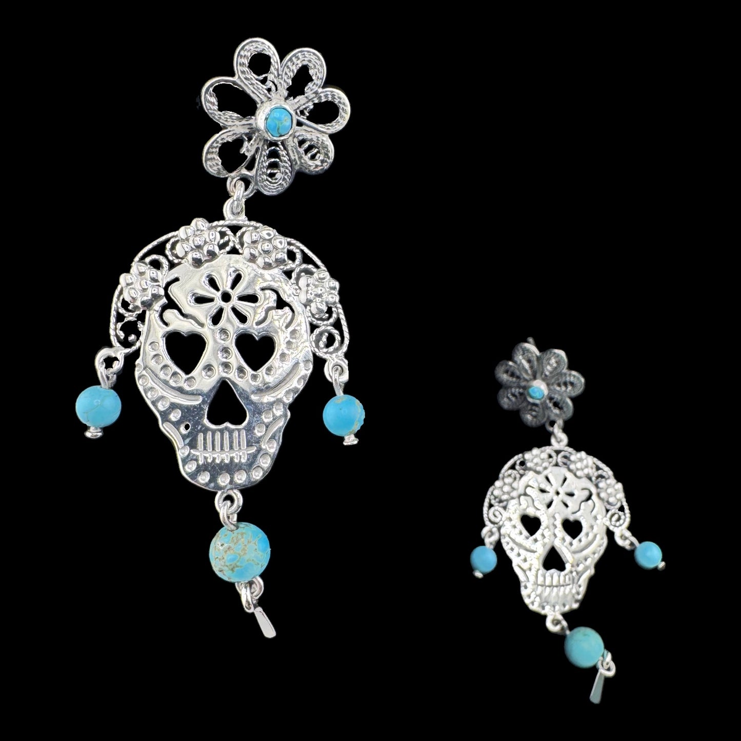 Calavera florinda turquesa drop earrings