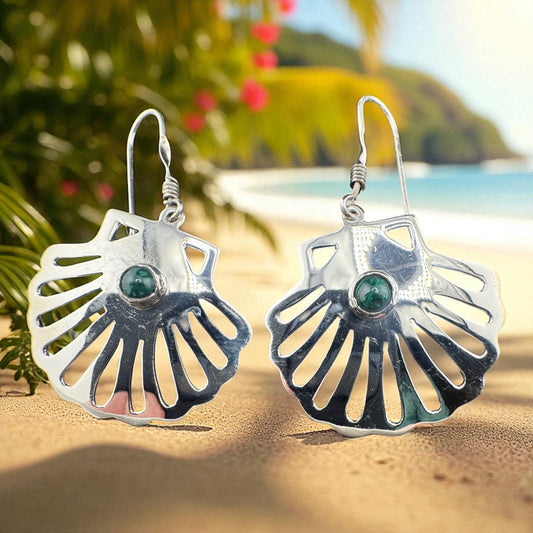 Concha c/Jade drop earrings