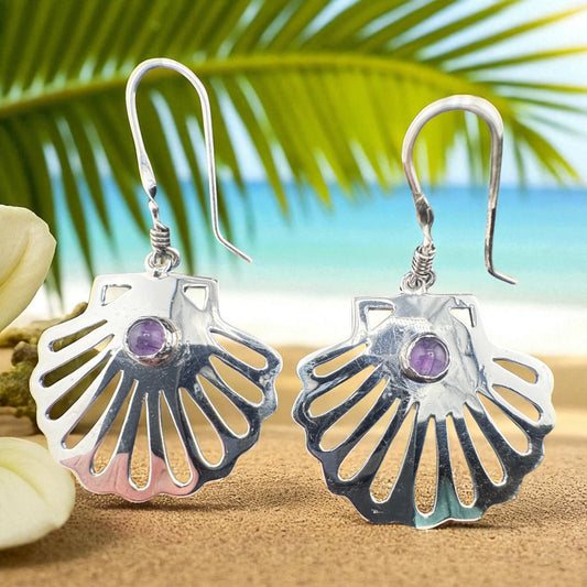 Concha c/Amatista drop earrings