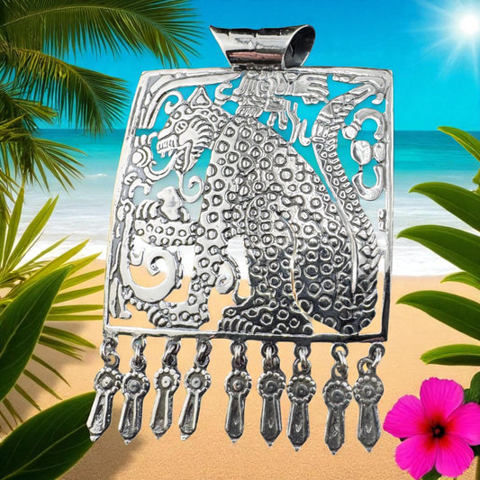 Jaguar Maya con Lanzas pendant