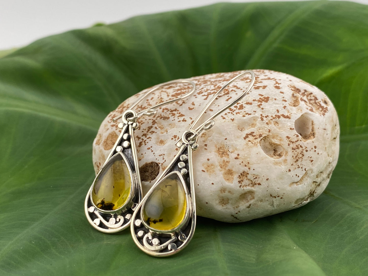 950 Silver Amber Earrings