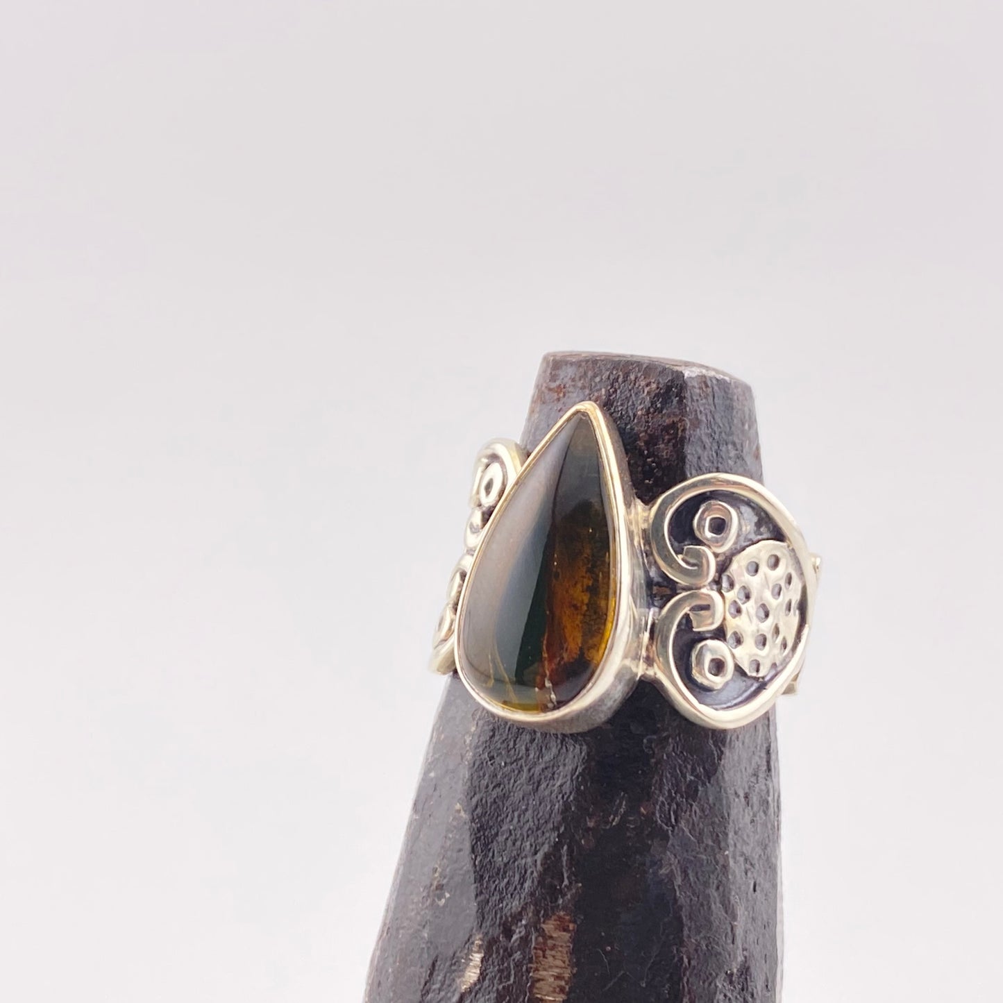 950 Silver Amber Ring