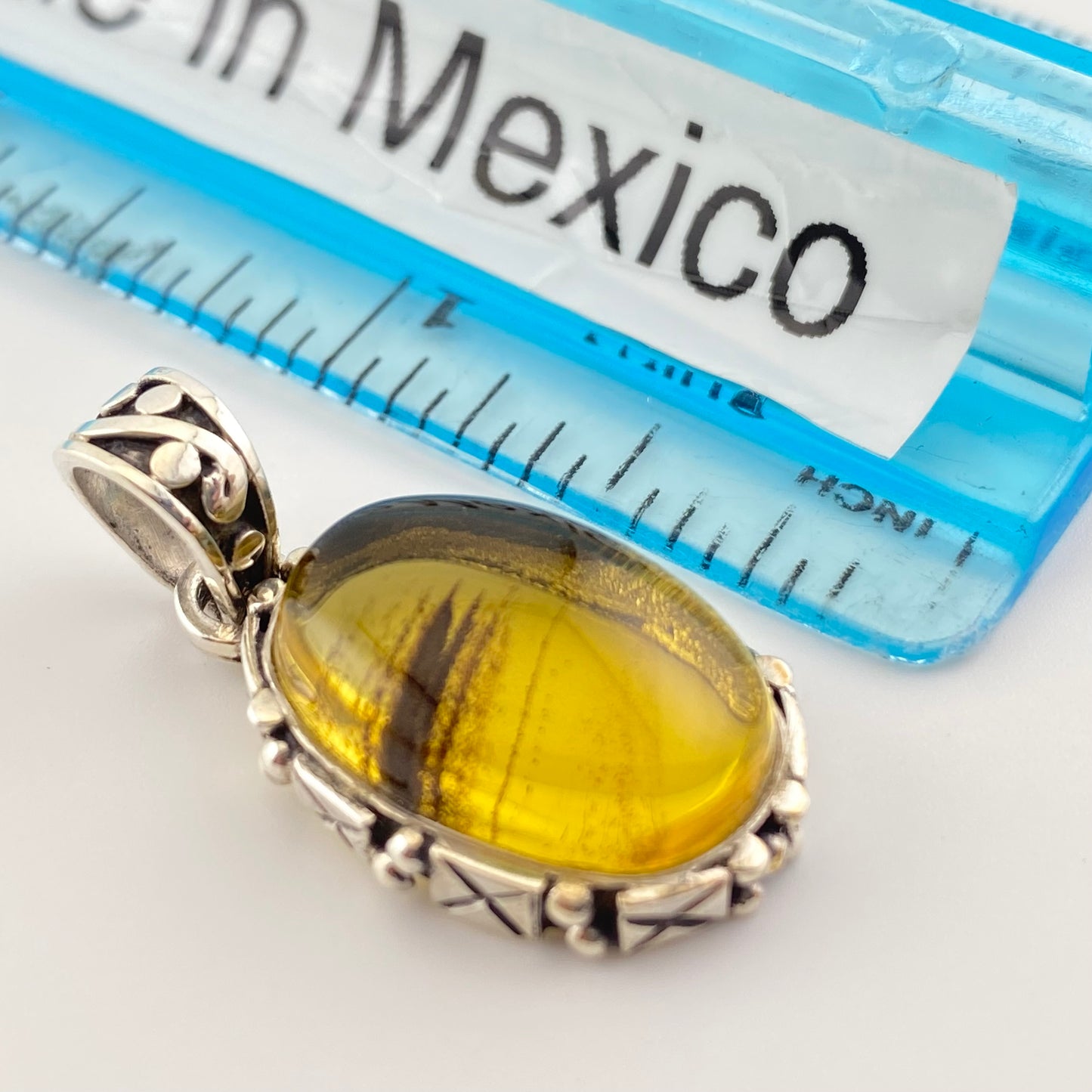 950 Silver Amber Pendant