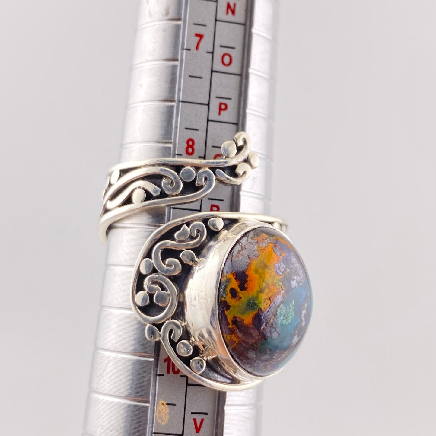 Size 9 950 Silver Ring  Opal