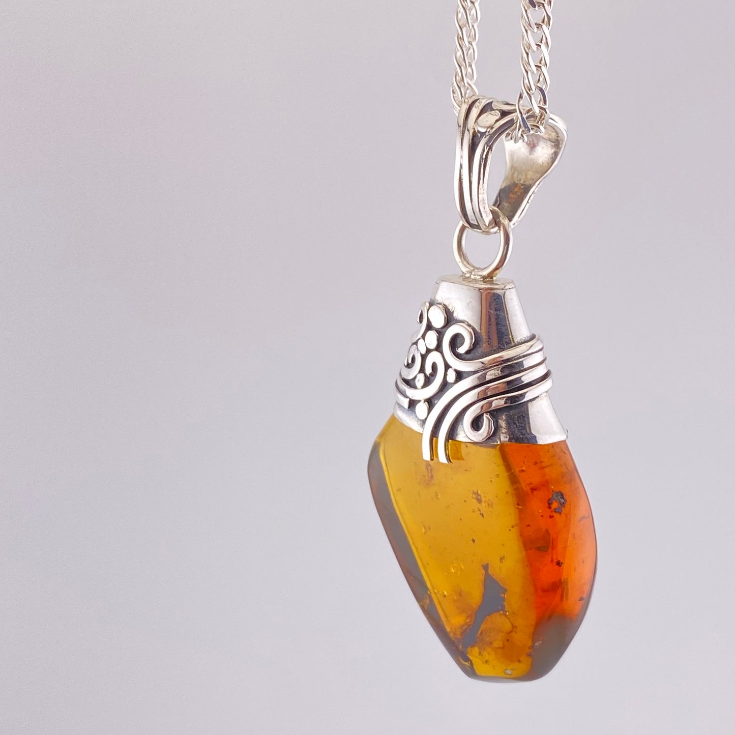 Amber Pendant 950 Silver