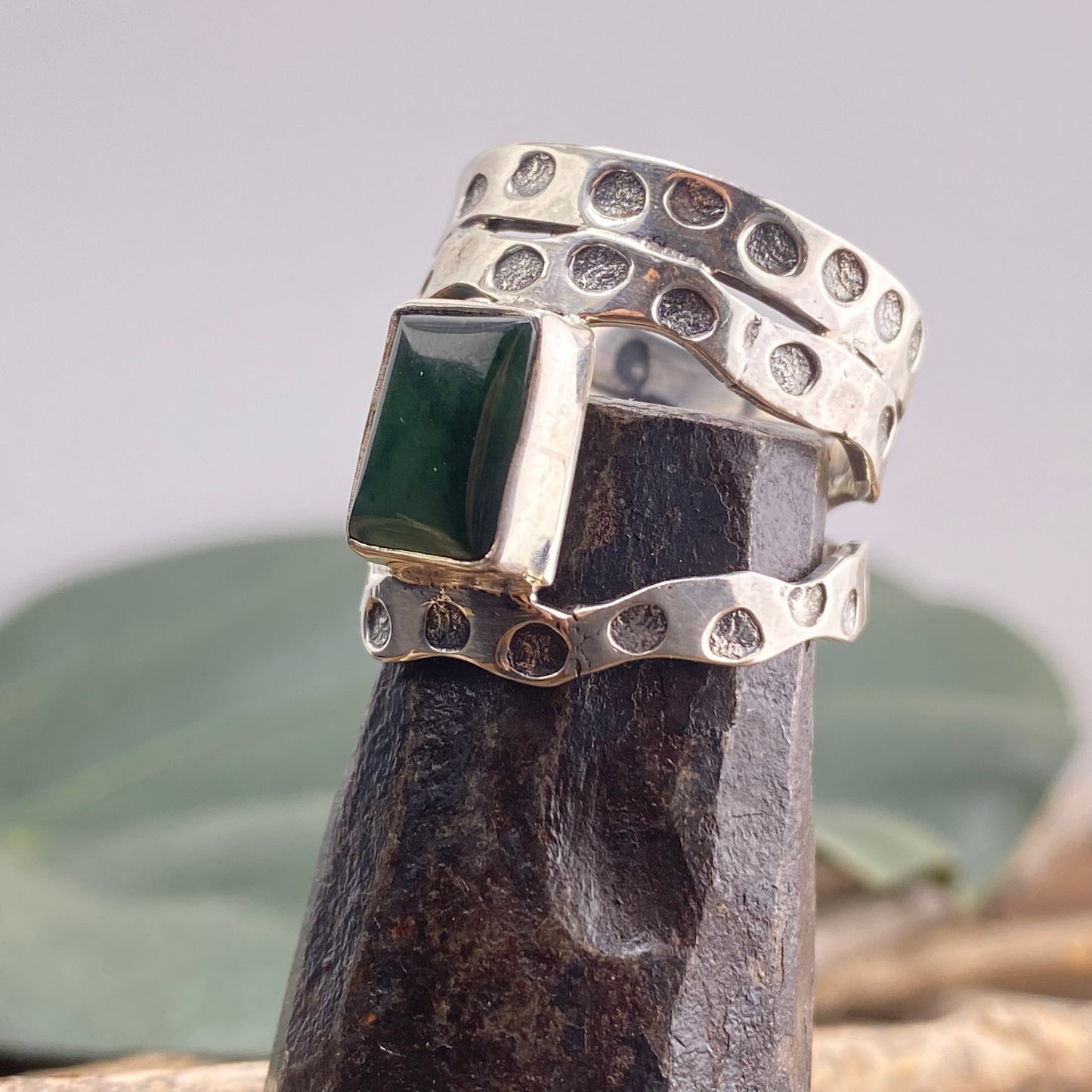 Size 8 950 Silver Jade Esmeralda Ring