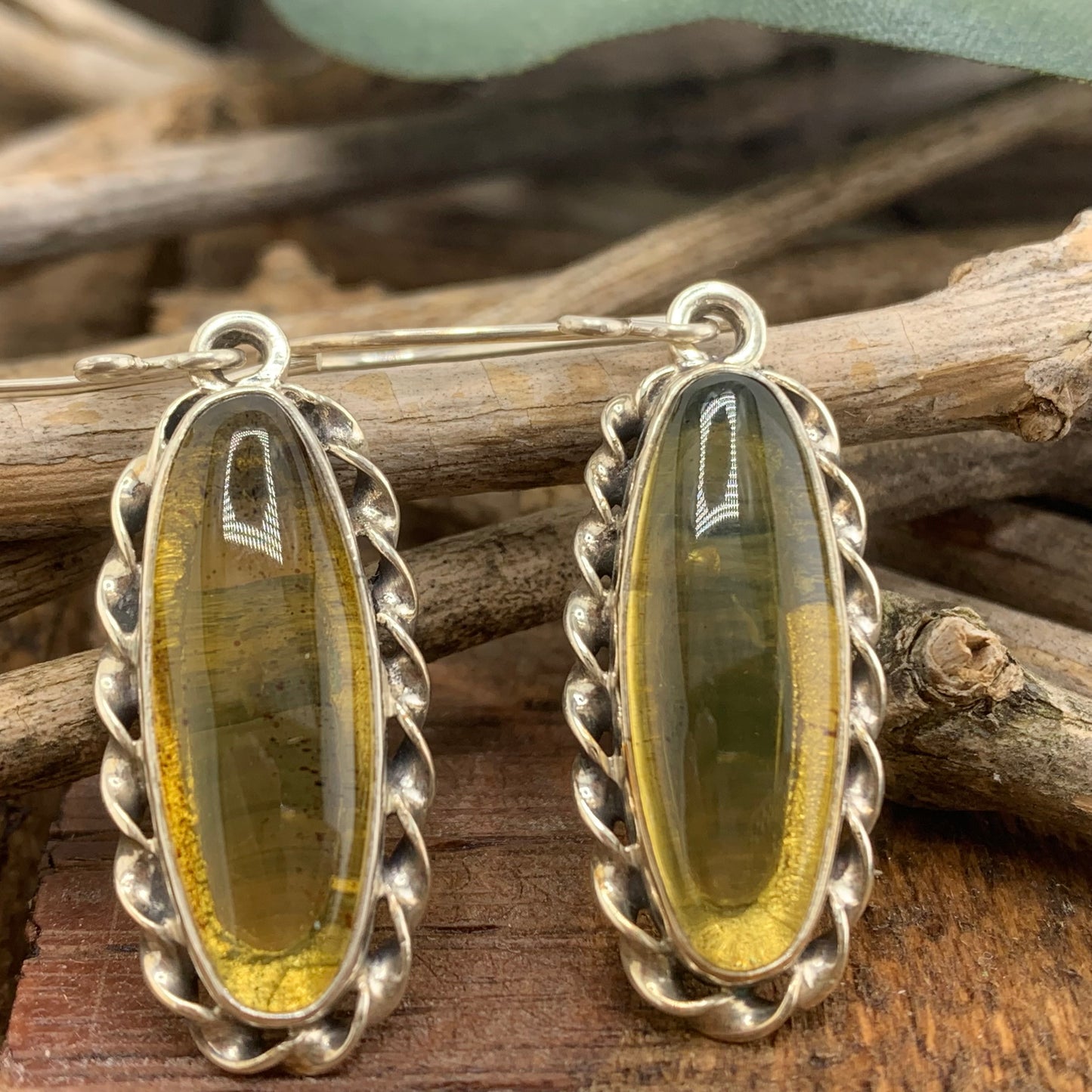 950 Silver Amber Earrings