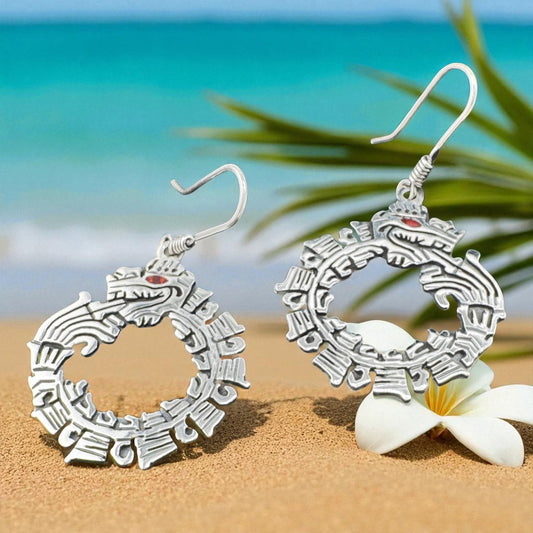 Quetzalcoatl Calendar Drop Earrings