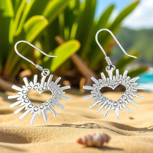 Sacred Heart Sunburst Drop Earrings