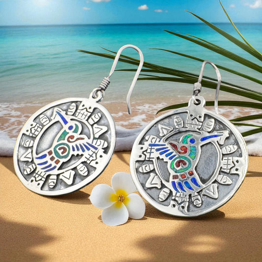 Hummingbird Circle Drop Earrings