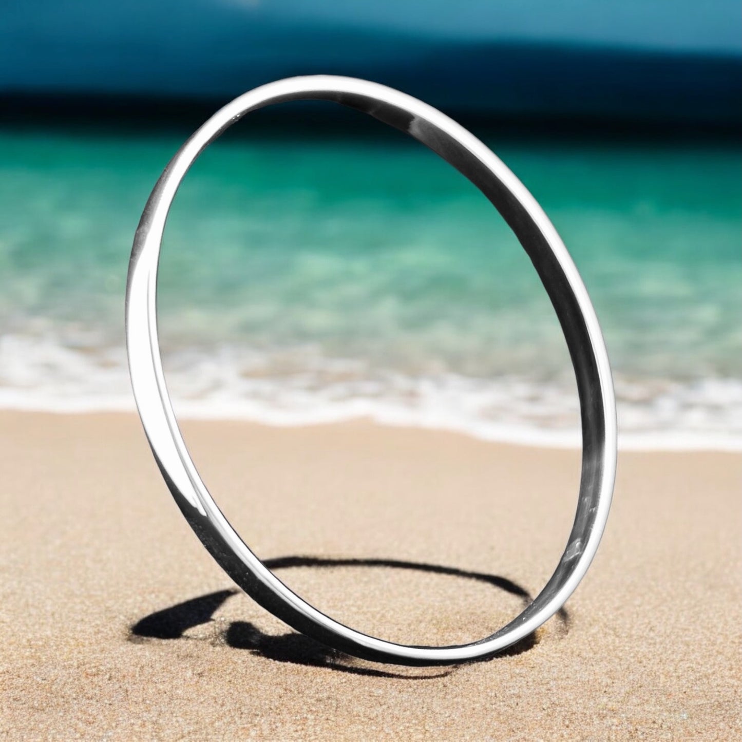 Sterling Silver .925 Bangle Bracelet 60mmx 3mmFlat