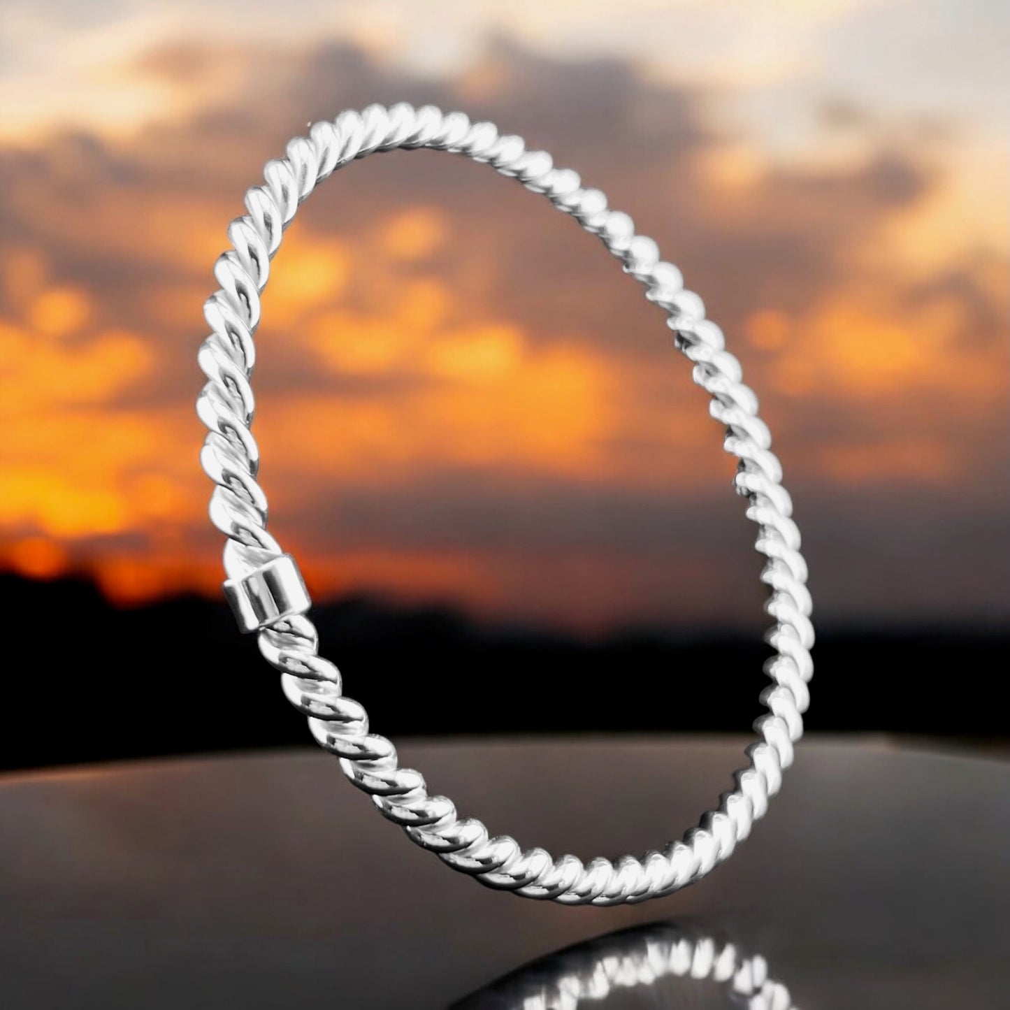 Sterling Silver .925 Bangle Bracelet 70mmx4mm Rope