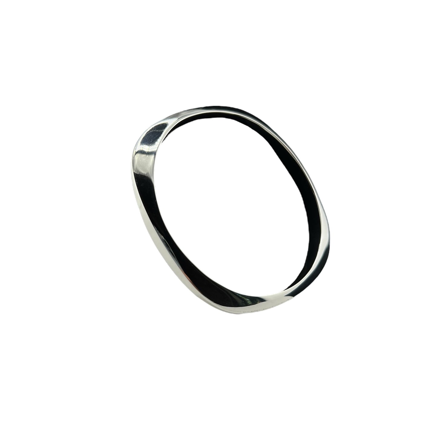 Sterling Silver .925 Bangle Bracelet 66mmx5mm Faceted Smooth