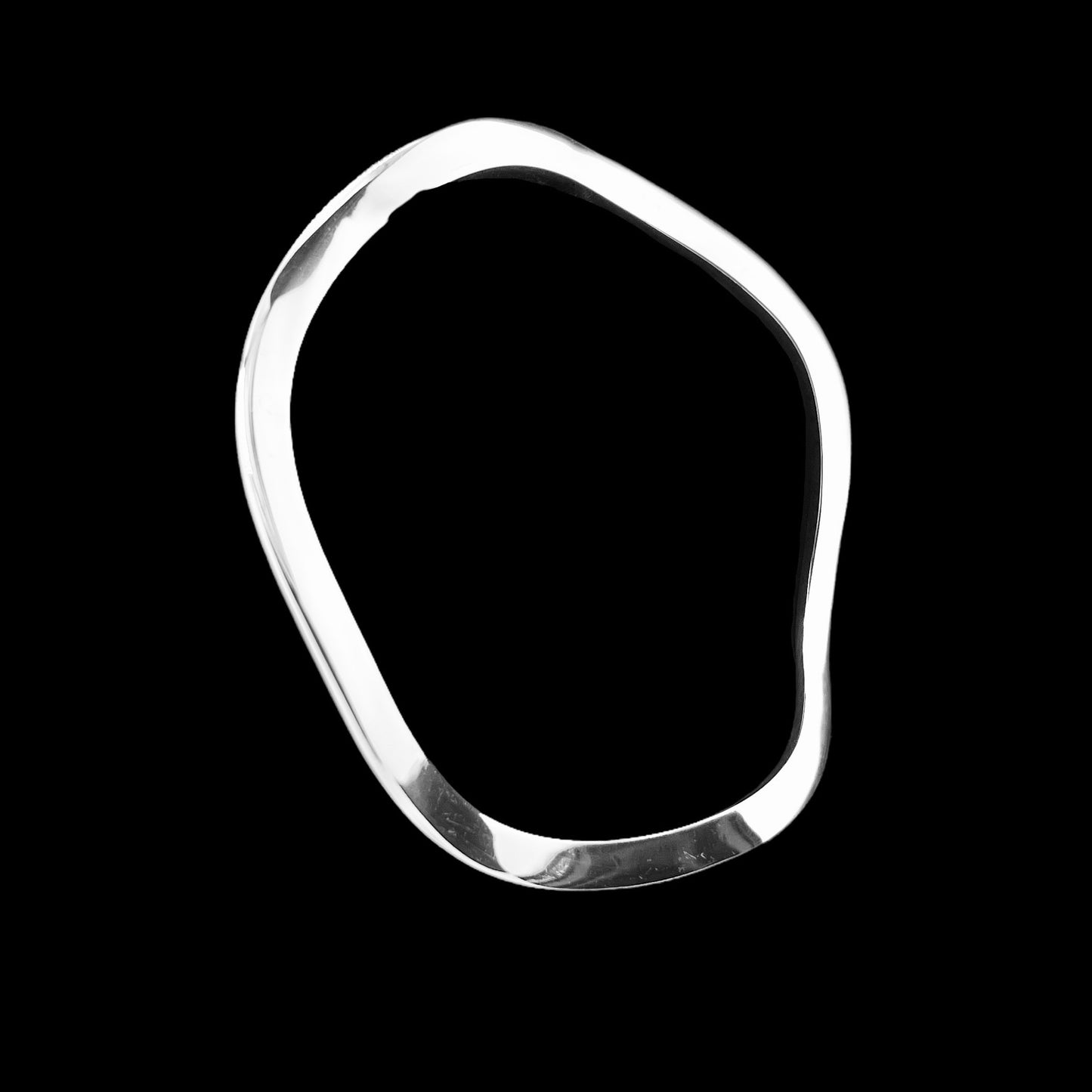 Sterling Silver .925 Bangle Bracelet 70mmx2mm Flat Undulating smooth