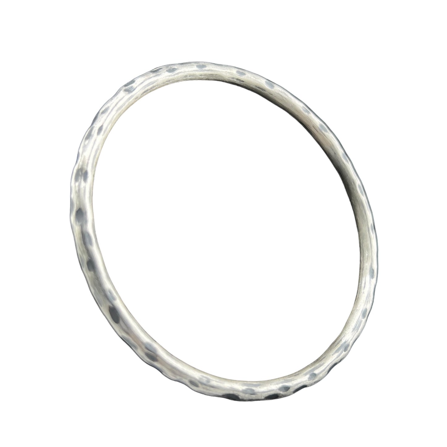 Sterling Silver .925 Bangle Bracelet 75mmx3mm Satin Pocked Round