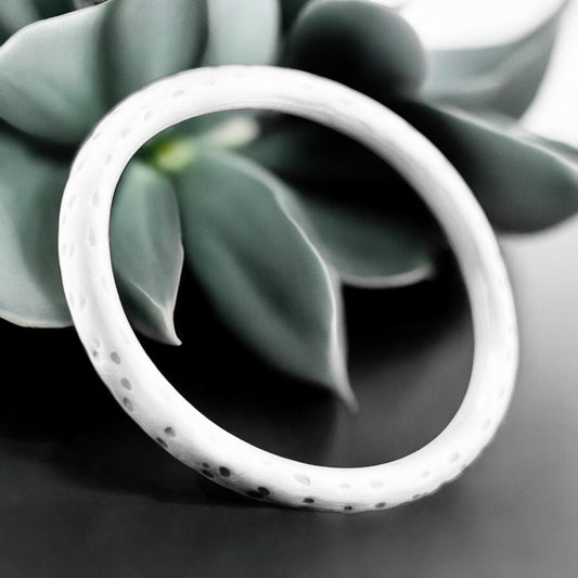 Sterling Silver .925 Bangle Bracelet 70mmx7mm Satin Pocked Oval
