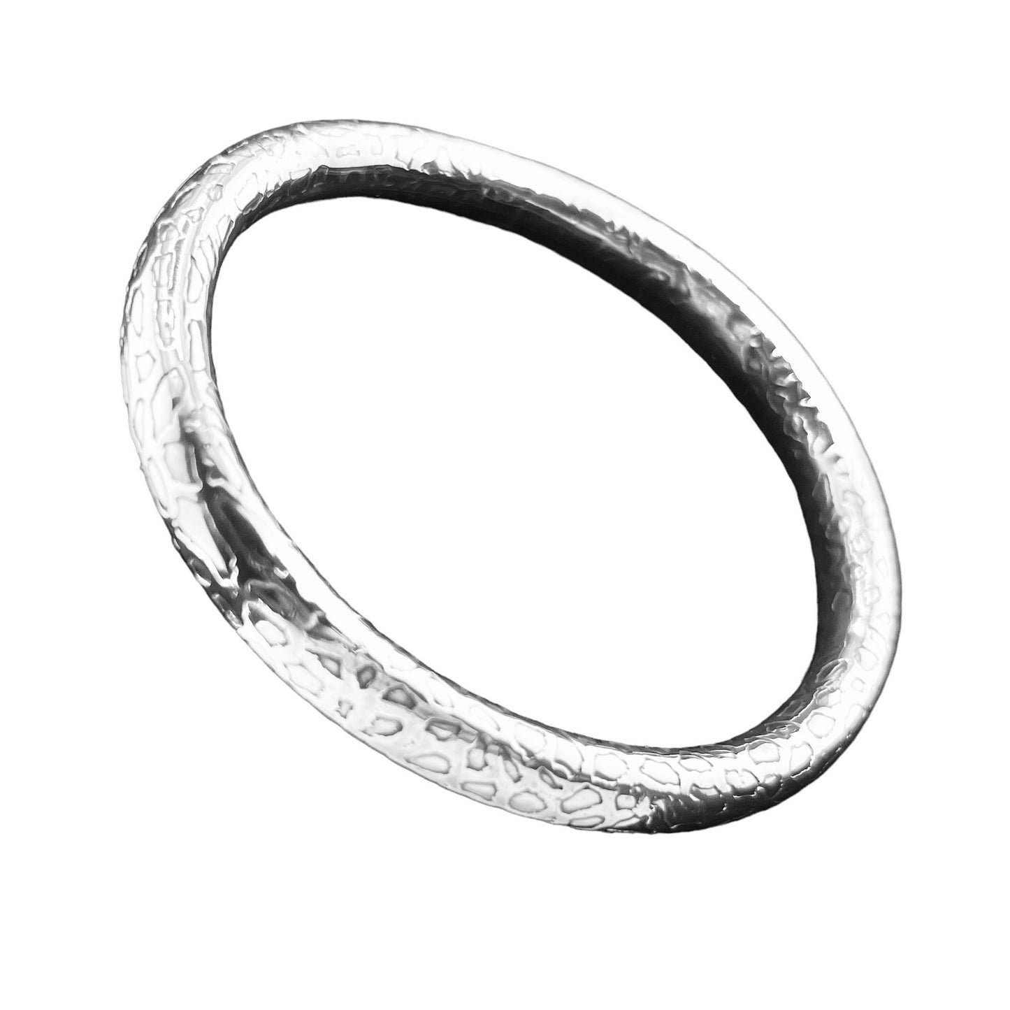 Sterling Silver .925 Bangle Bracelet 70mmx7mm Rustic Leopard