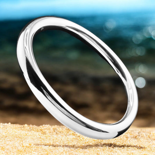 Sterling Silver .925 Bangle Bracelet 70mmx10mm Smooth Oval