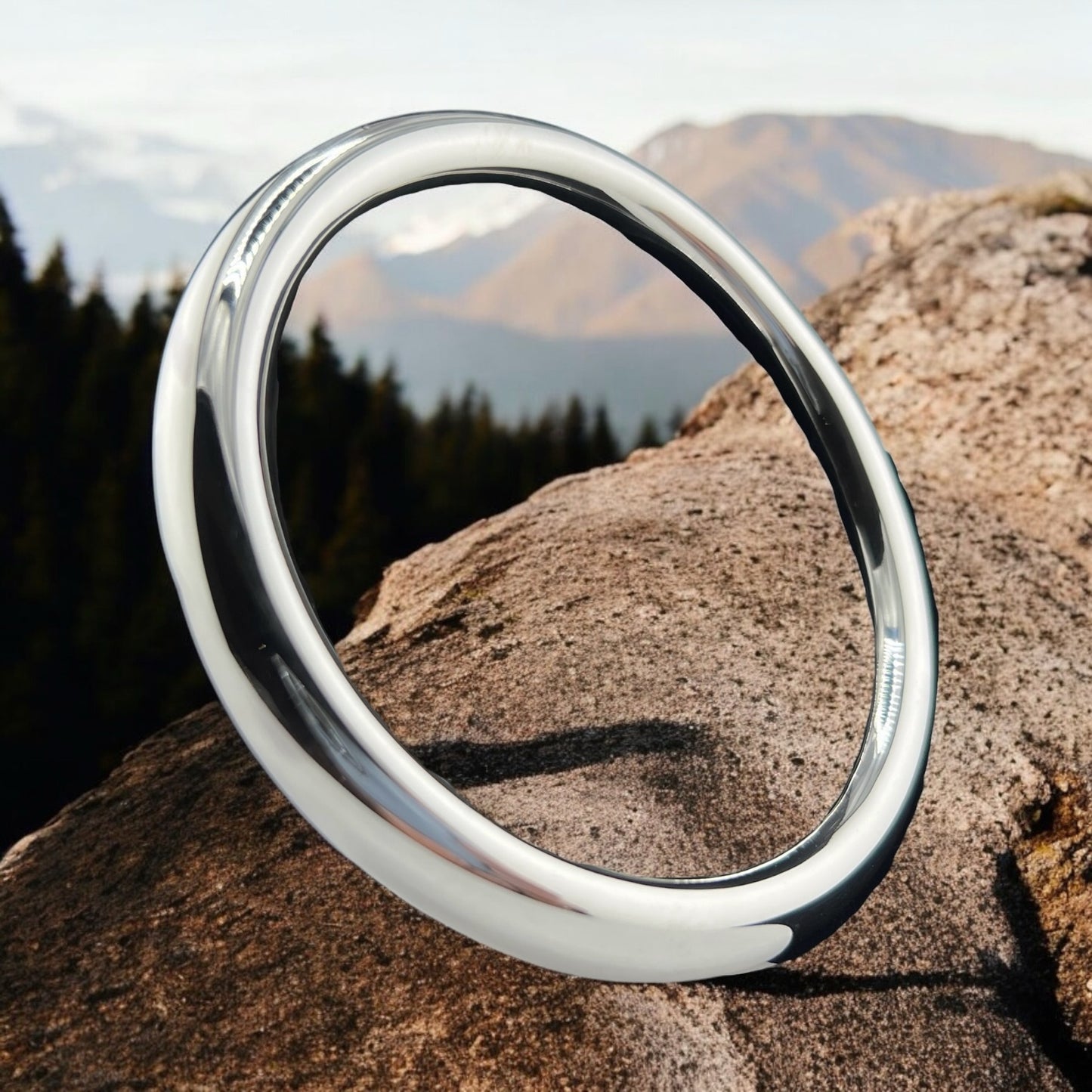 Sterling Silver .925 Bangle Bracelet 70mmx10mm Smooth Oval Box
