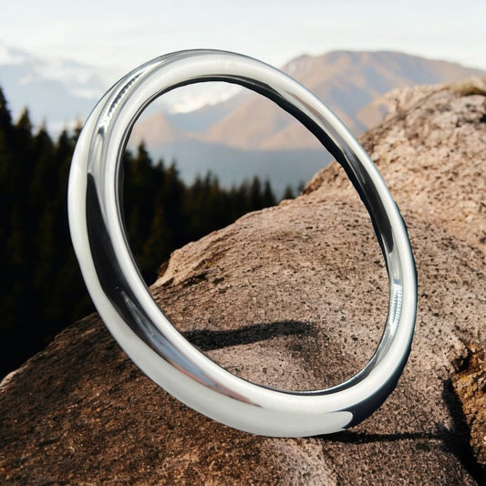 Sterling Silver .925 Bangle Bracelet 70mmx10mm Smooth Oval Box
