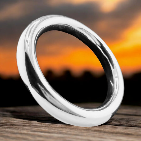 Sterling Silver .925 Bangle Bracelet 80mmx10mm Round Smooth