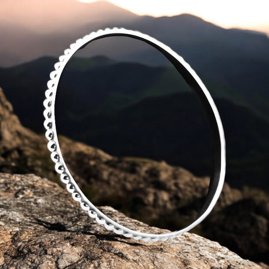 Sterling Silver .925 Bangle Bracelet 65mmx3mm Bolitas