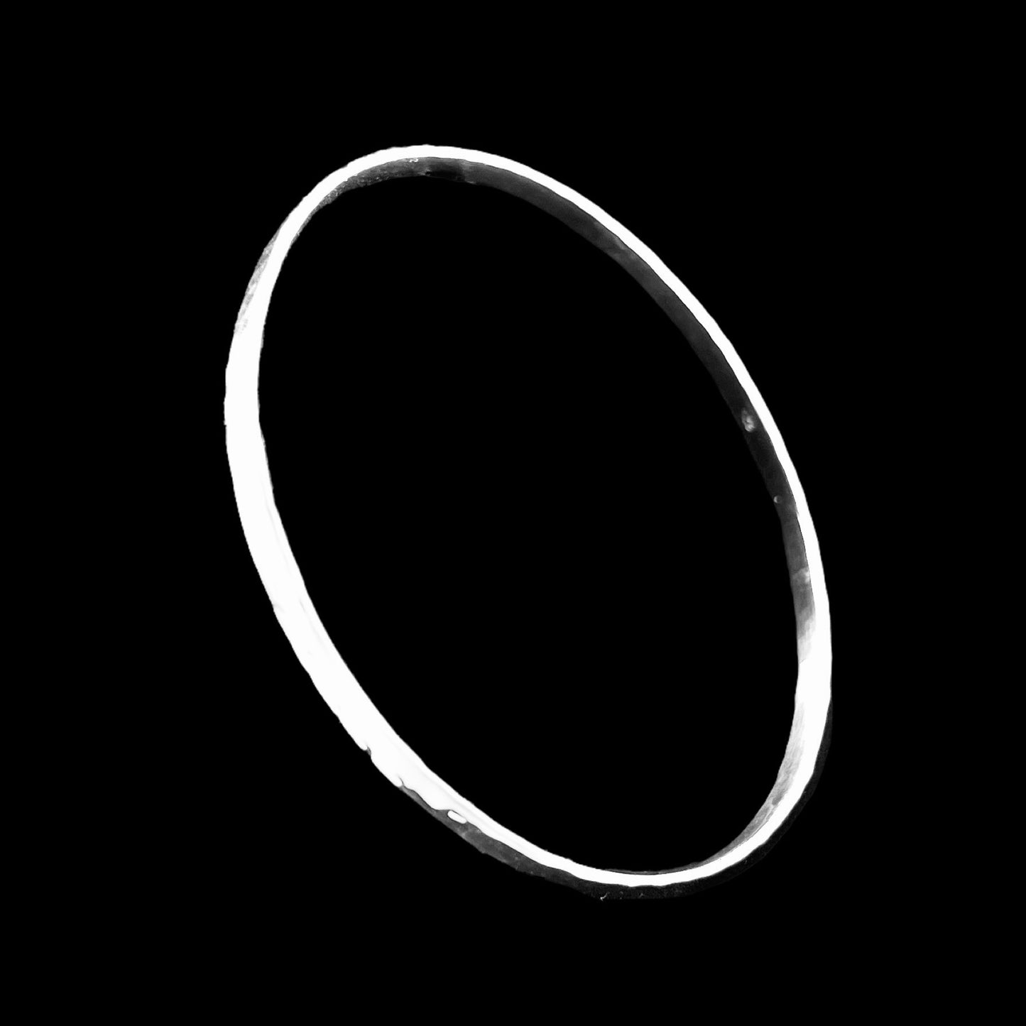 Sterling Silver .925 Bangle Bracelet 68mmx2mm flat Hammered