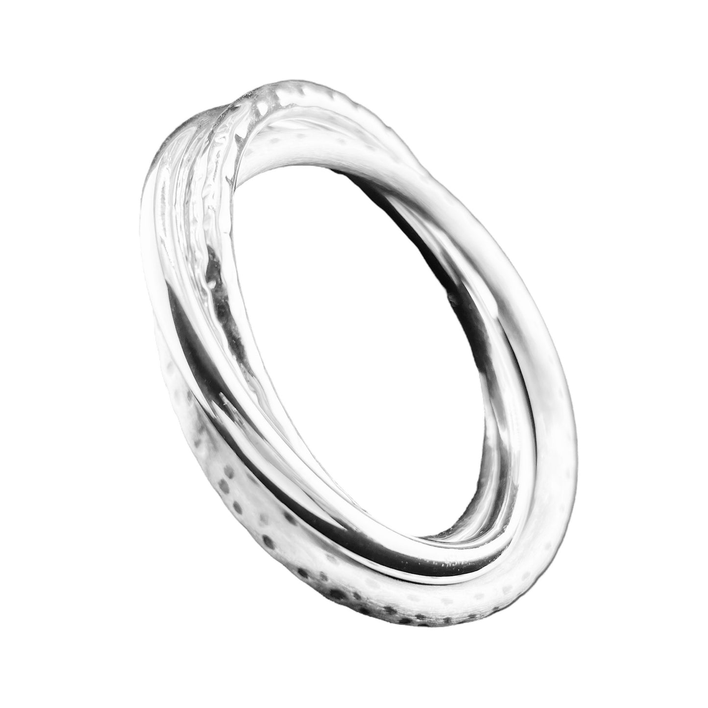 Sterling Silver .925 Bangle Bracelet 70mmx10mmTriple Smooth brushed hammered