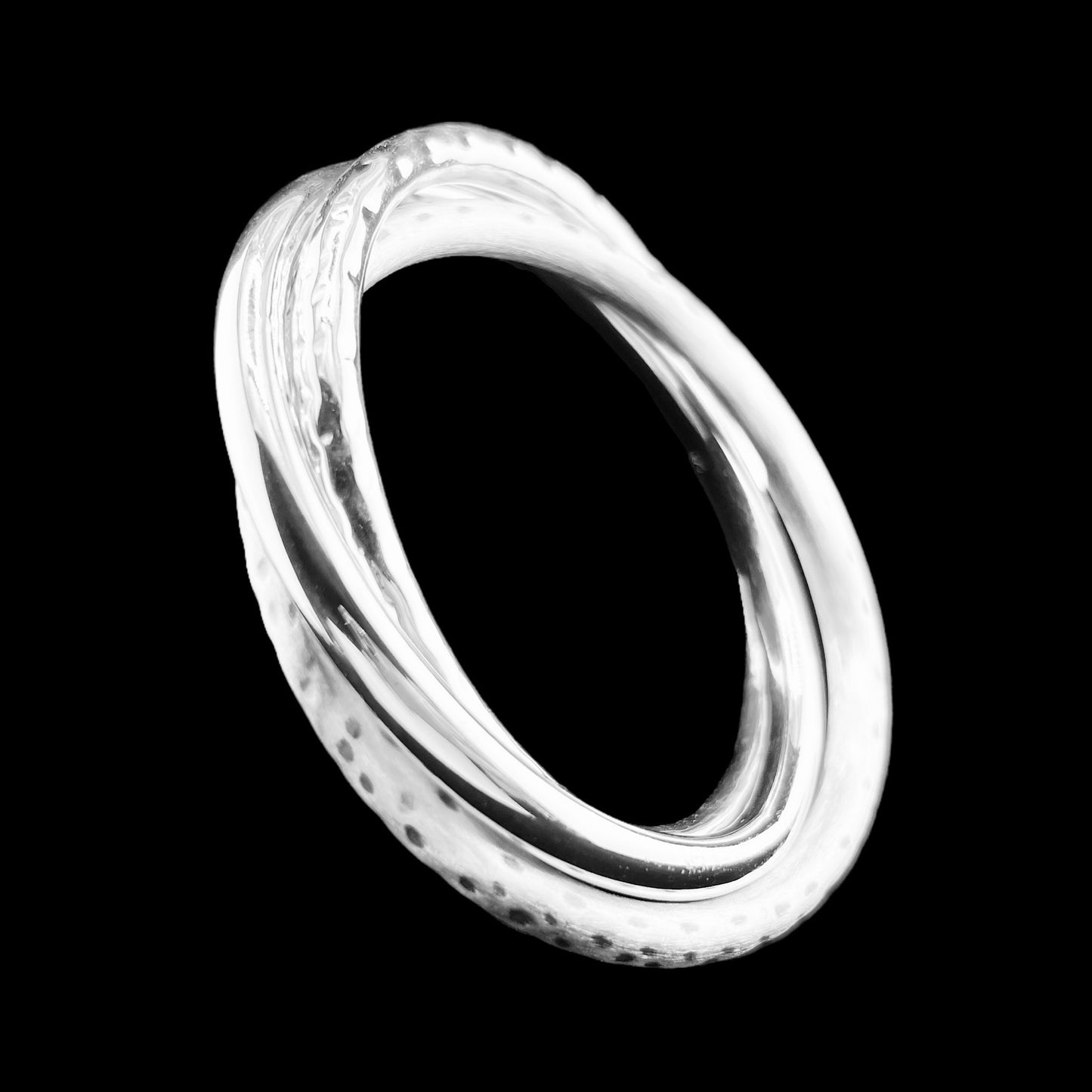 Sterling Silver .925 Bangle Bracelet 70mmx10mmTriple Smooth brushed hammered