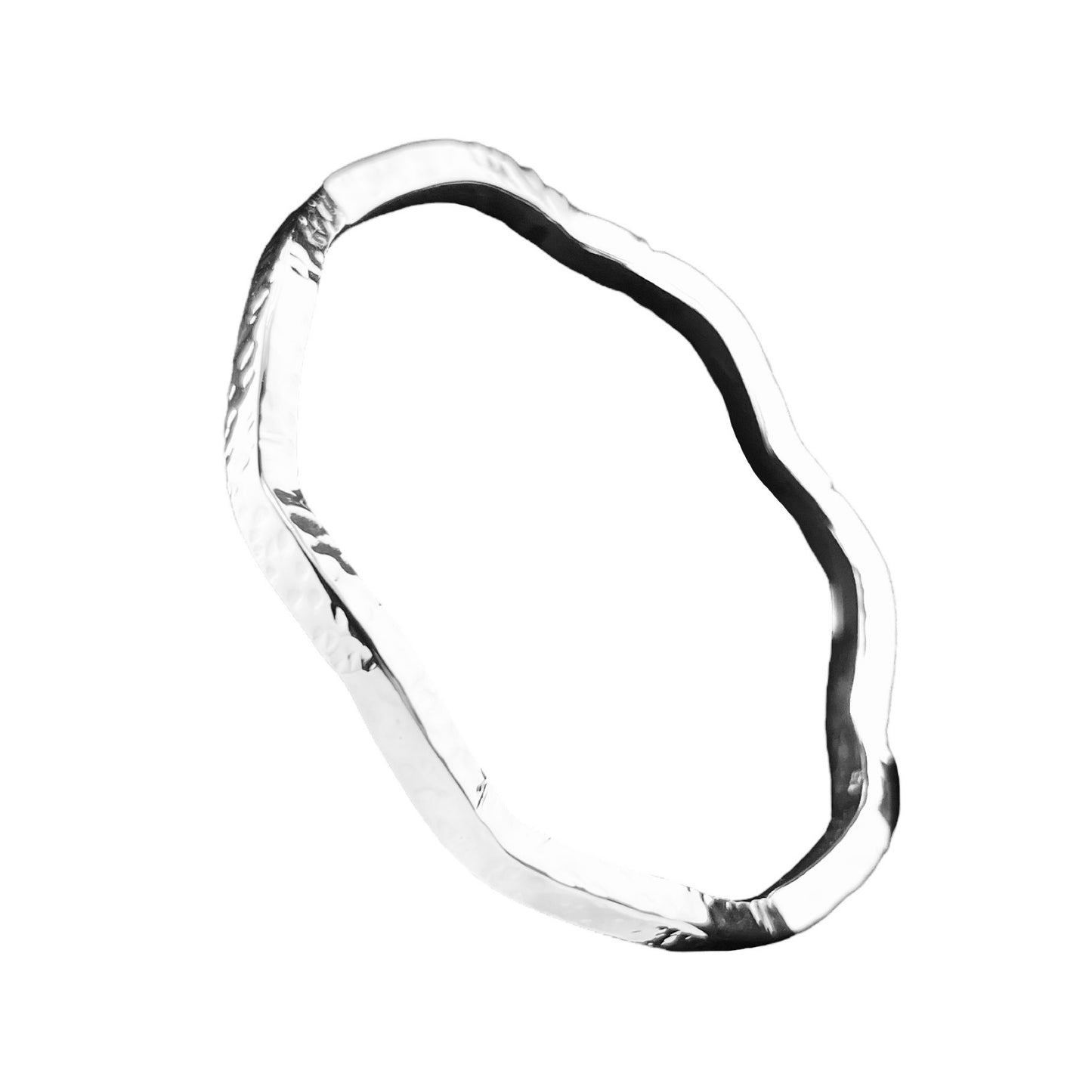 Sterling Silver .925 Bangle Bracelet 68mmx4mm Undulating Box Hammered