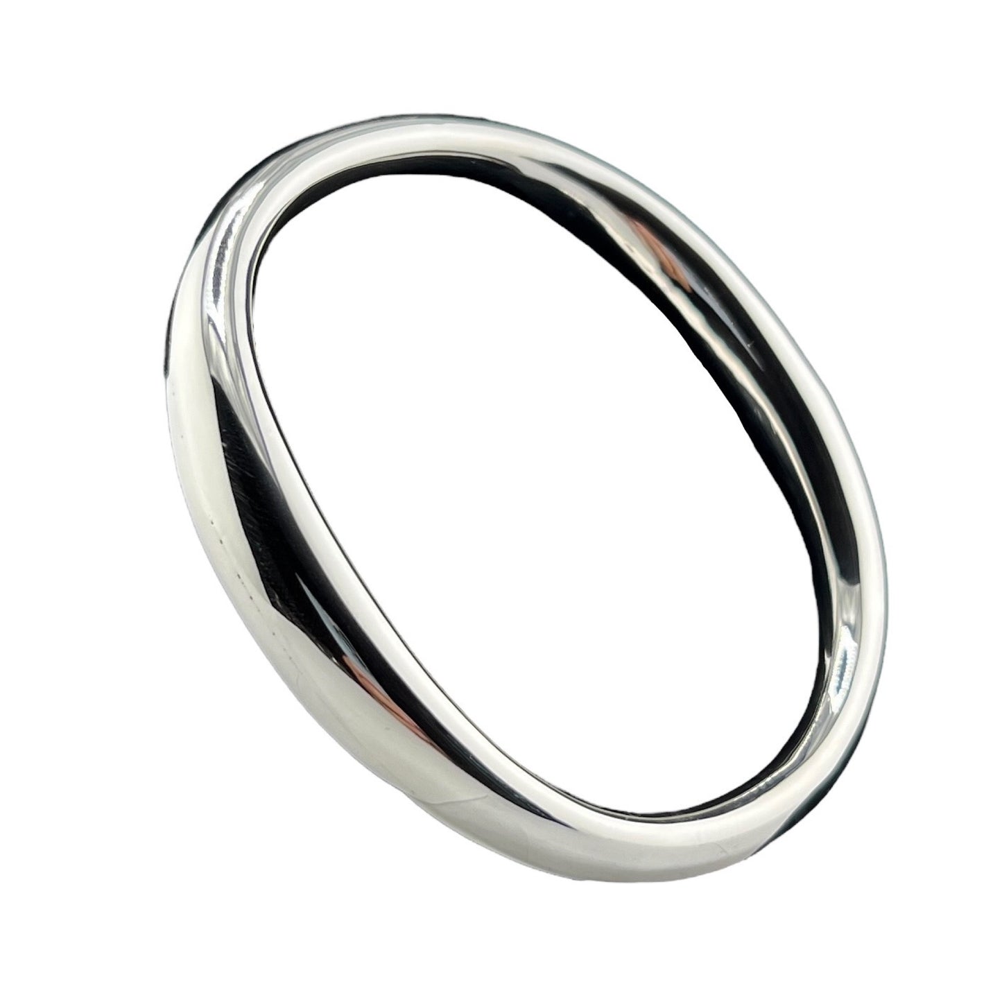Sterling Silver .925 Bangle Bracelet 70mmx10mm Oval Smooth Undulating