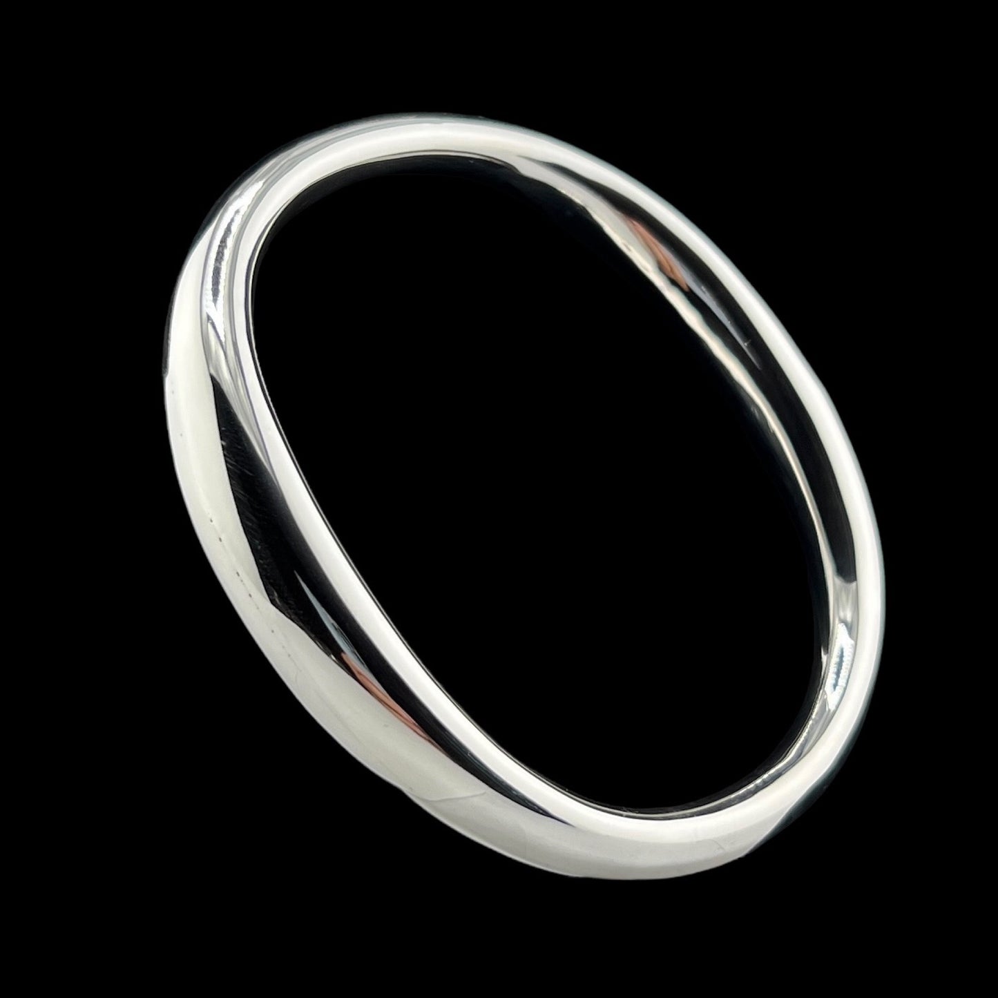Sterling Silver .925 Bangle Bracelet 70mmx10mm Oval Smooth Undulating