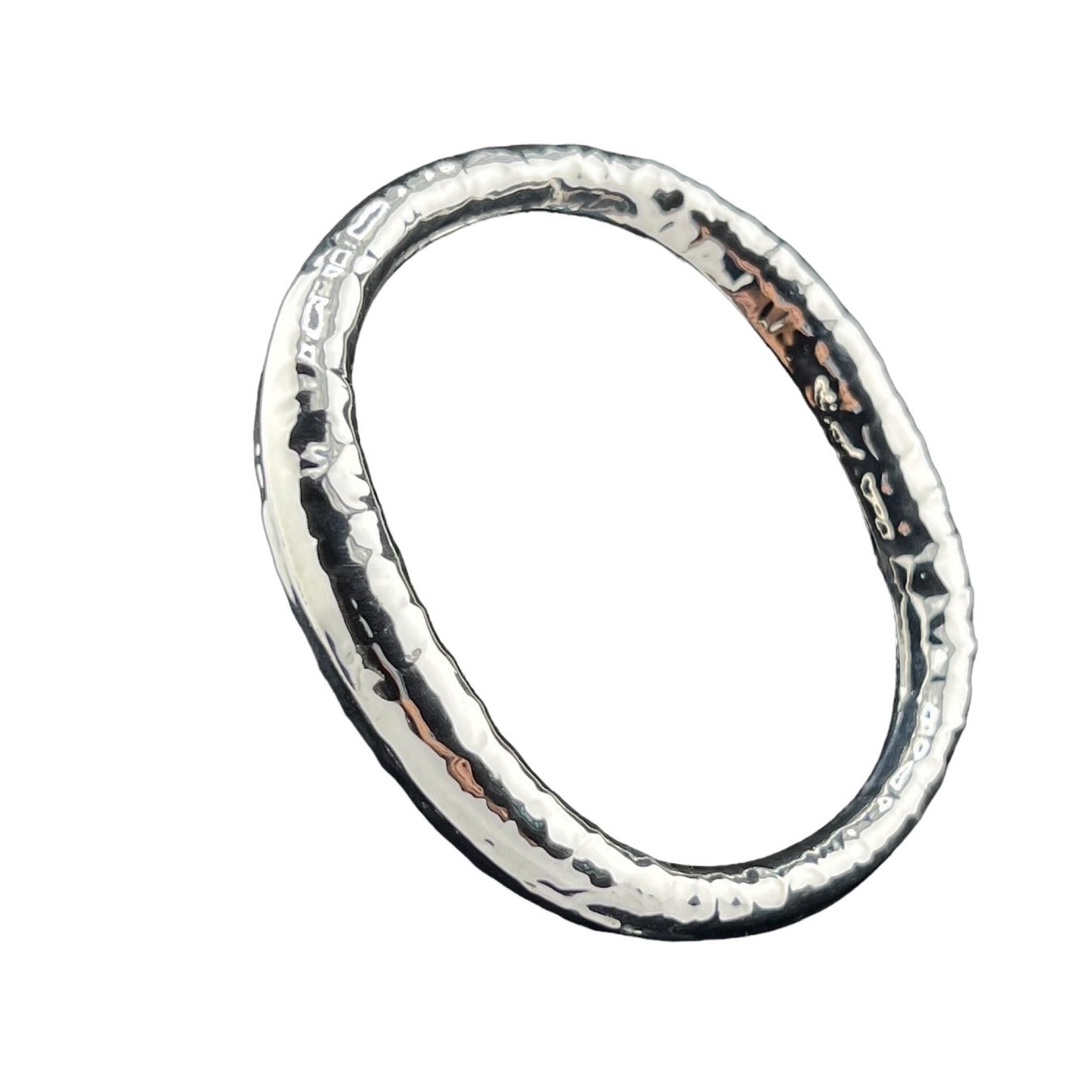 Sterling Silver .925 Bangle Bracelet 70mmx10mm Oval Hammered Undulating