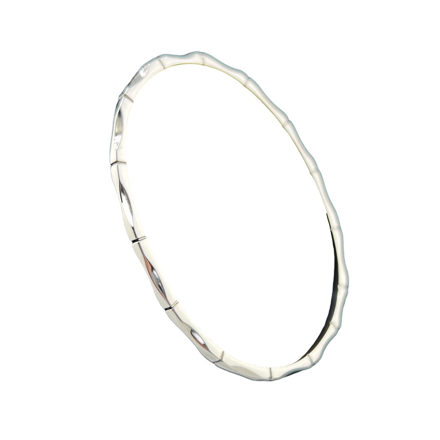 Sterling Silver .925 Bangle Bracelet 72mmx2mm Bamboo