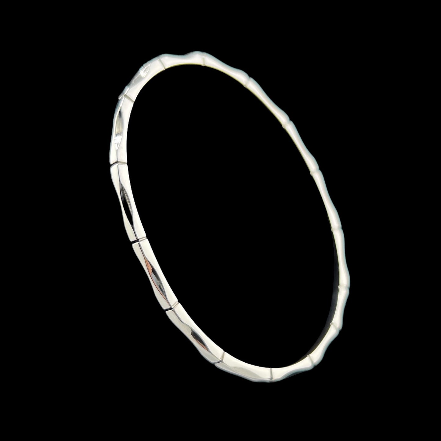 Sterling Silver .925 Bangle Bracelet 72mmx2mm Bamboo