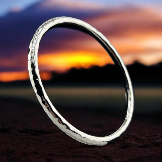 Sterling Silver .925 Bangle Bracelet 70mmx4mm Hammered