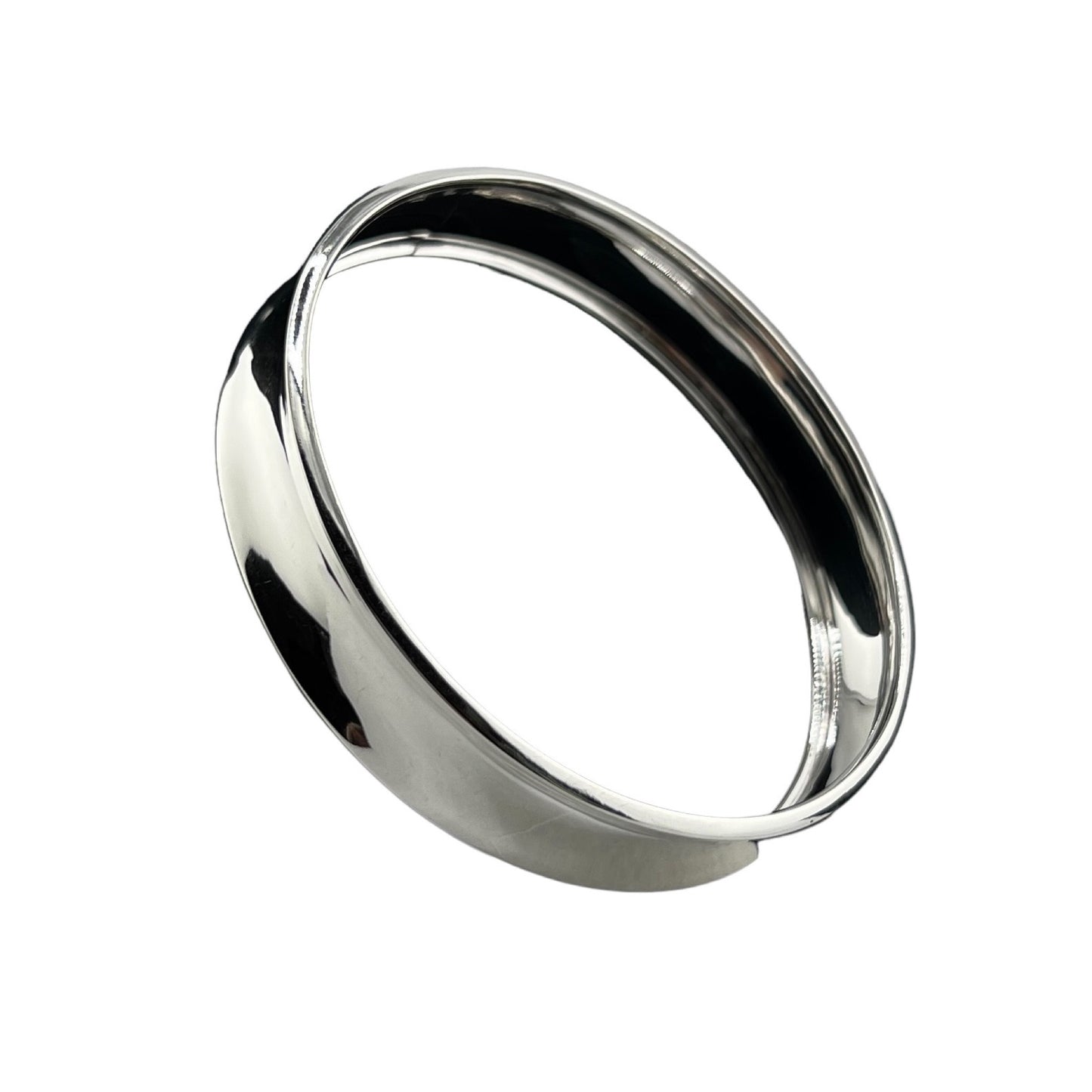 Sterling Silver .925 Bangle Bracelet 70mmx12mm Cupped Smooth