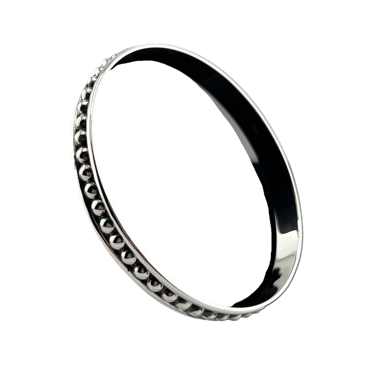Sterling Silver .925 Bangle Bracelet 70mmx6mm Bolitas